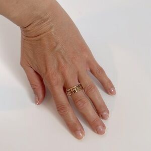 Greek Key motif yellow Gold Ring